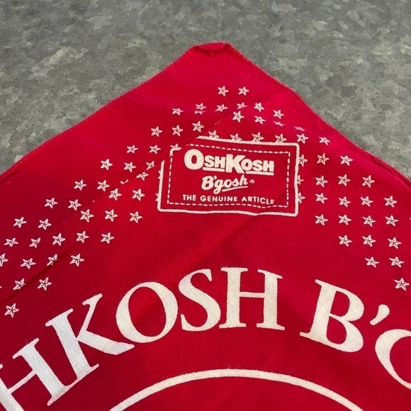 Vintage 90s OshKosh B’gosh 100 Years Handkerchief Bandana Scarf Cotton USA Red - Picture 2 of 12